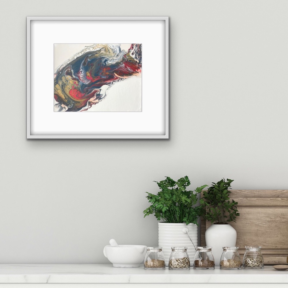 11 x 14” colorful original  fluid abstract painting signed by artist